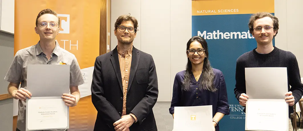 Pictured are Dominic Bair, Dr. Wise, Anusrika Datta, and Caden Farley.