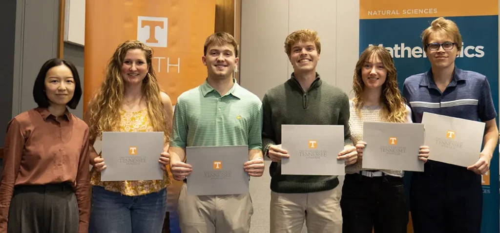 Pictured are Dr. Zhao, Abigail Larson, Jacob Lund, Robert Lawernce, Macy Fagler, and Adam Krcal.