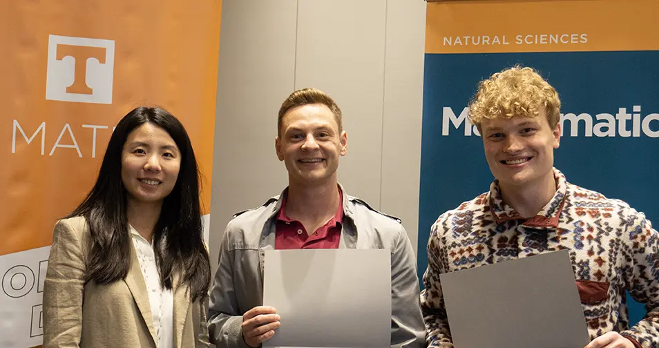 Pictured are Dr. Yang, Matthew Bales, and Brendan LeStrange.